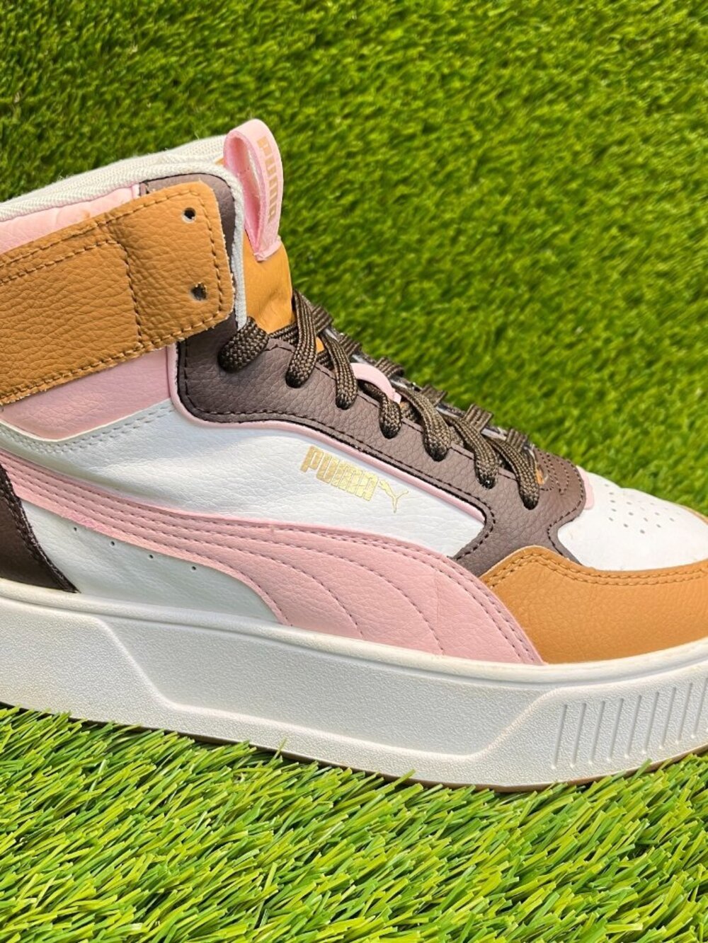 Puma Karmen Rebelle Hi Mens Size 6 Brown White Pink Walking Shoes Sneakers
